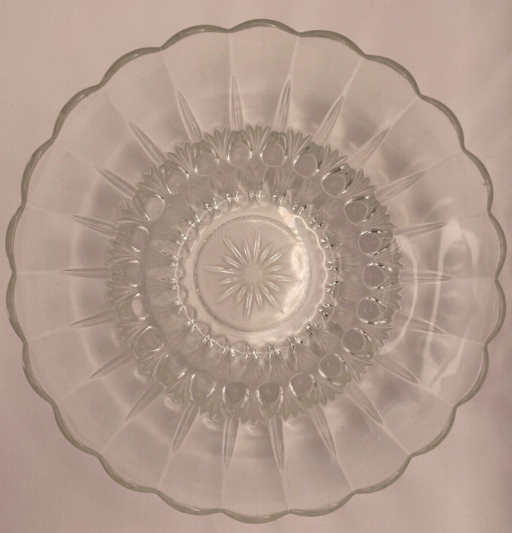 Antique Anchor Hocking Clear Glass Bowl Scalloped Edge Pre-owned